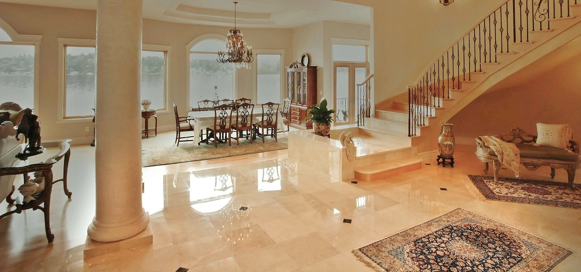 house interior with marble flooring